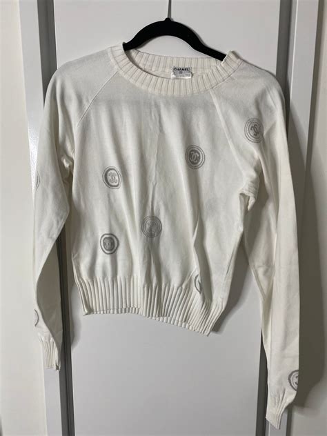 white chanel jumper womens|Chanel tops for sale.